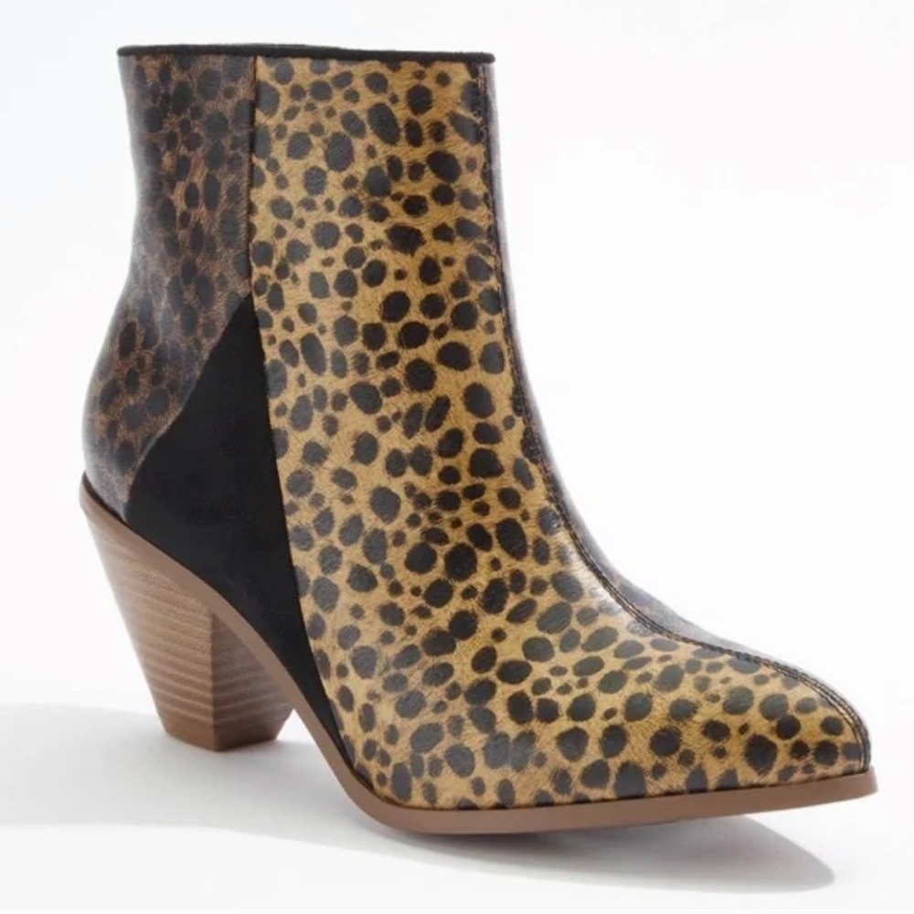 Animal Print Cone Heel Booties